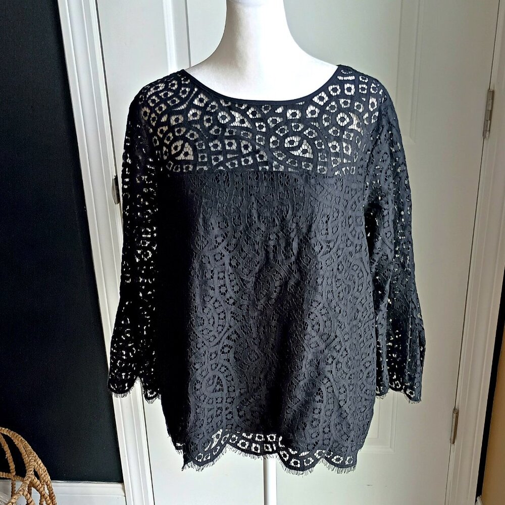 NEW! BEAUTIFUL BOHO Lace GAP BLOUSE SZ M - Picture 1 of 5